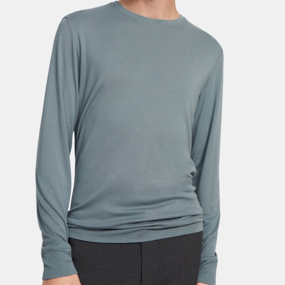 Theory Men Size S Trooper Basic Crew Neck Pullover Essential Long Sleeve Tee